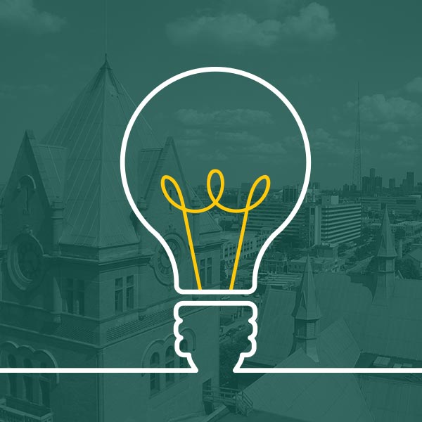 Lightbulb icon over Old Main