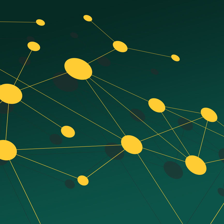 Yellow dots connected by lines on the green background