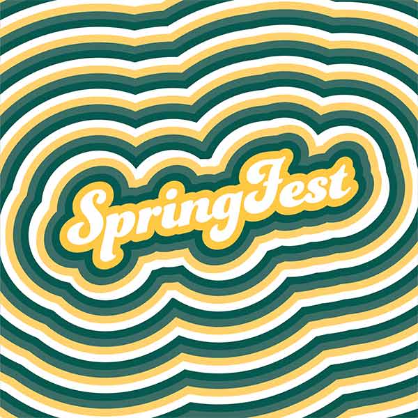 "SpringFest" written in stylized green and gold text